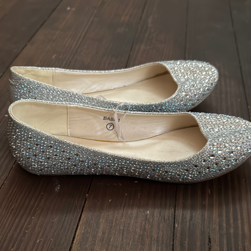 Silver Glitter Ballet Flats